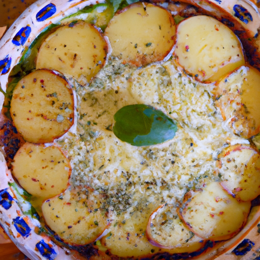 Garlic Pesto Potato Gratin