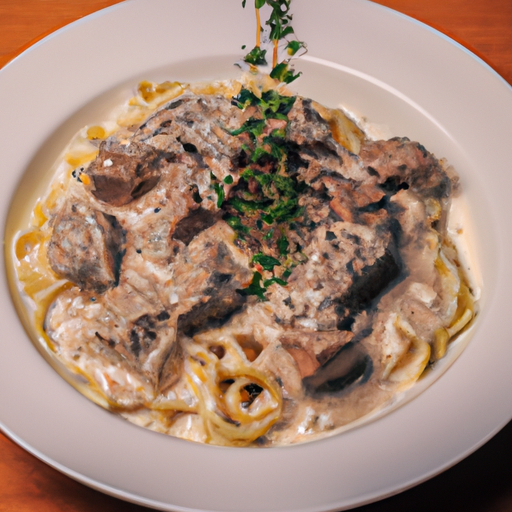Beef Tips and Noodles with Creamy Sauce