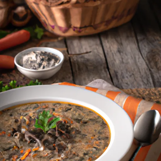 Creamy Wild Rice Soup with Mushrooms and Carrots
