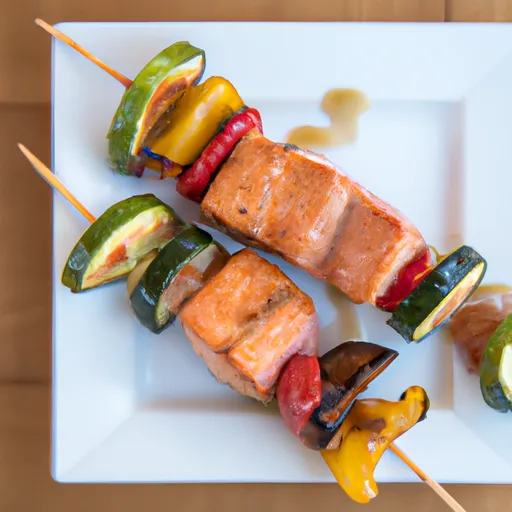 Grilled Salmon and Vegetable Kabobs
