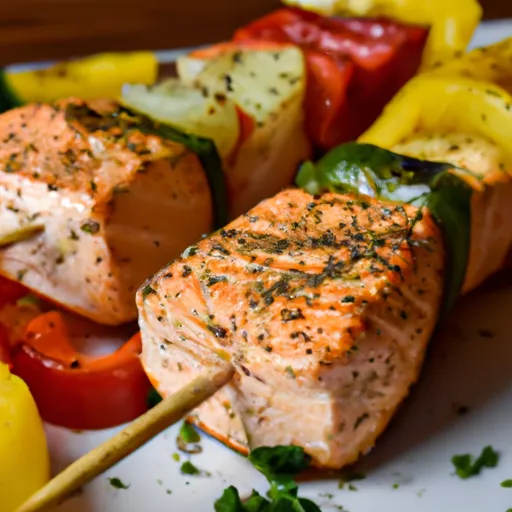 Grilled Salmon Kabobs with Vegetables