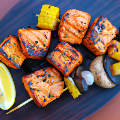 How to make Grilled Salmon and Vegetable Kabobs