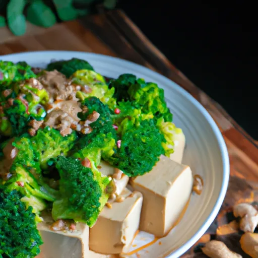 Steamed Tofu and Broccoli with Peanut Sauce